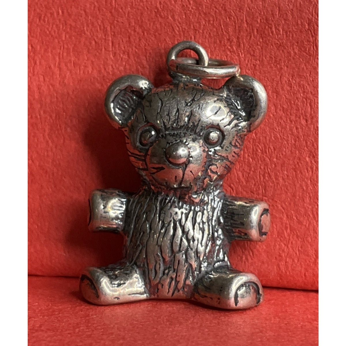 Vintage Sterling Silver Teddy Bear Charm Pendant Cute Toy