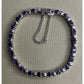 Vintage 925 Sterling Silver Blue Sapphire Tennis Bracelet 14g 7.25” Safety Chain