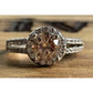 Sterling Silver Champagne CZ Halo Engagement Ring Size 7.5 Round Bridal