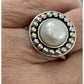 Vintage Sterling Silver Genuine Pearl Beaded Halo Statement Ring Size 7.5 10g