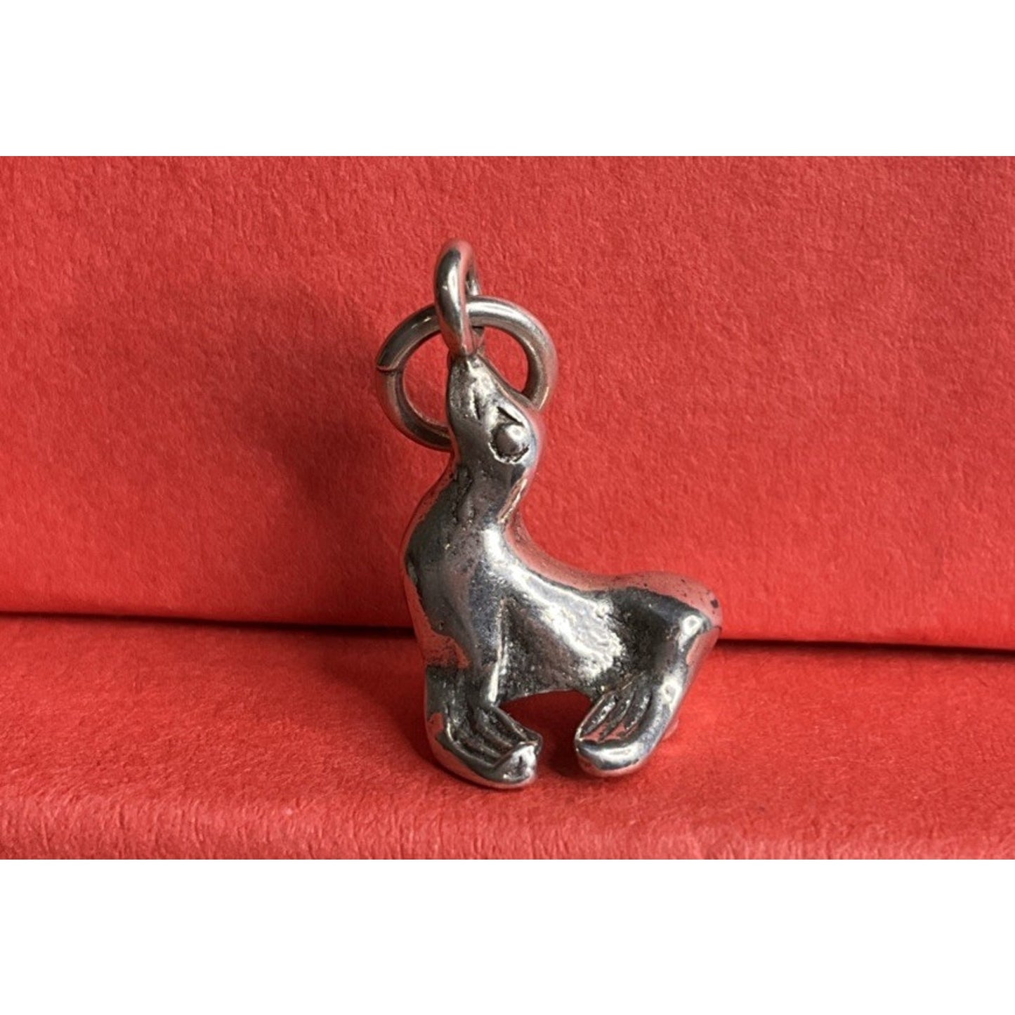 Vintage Sterling Silver Seal Charm Pendant Animal Theme