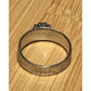 Vintage Thai Sterling Silver Blue Topaz Ring Wide Engraved Band