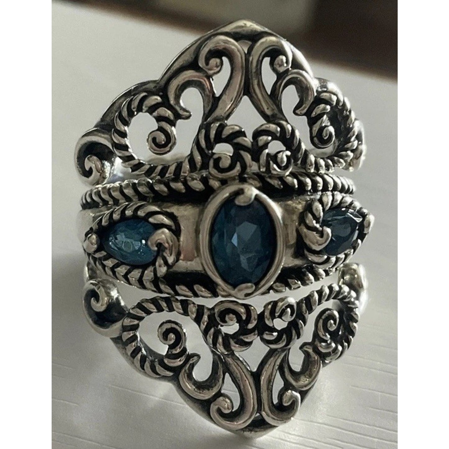 Carolyn Pollack Relios Sterling Silver Blue Gemstone Ring Size 9 Southwestern