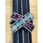 Vintage Sterling Silver Opal & Garnet Statement Ring Boho Bali Ring Size 8.5