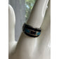 Sterling Silver Turquoise Black Onyx Inlay Ring Size 10 Southwest Band