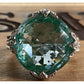 Judith Ripka Sterling Silver Green Spinel Gemstone Statement Ring Size 7.5