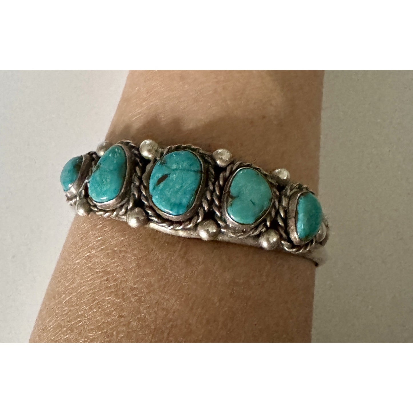 L Kaye Begay Vintage Navajo Sterling Silver Kingman Turquoise Cuff Bracelet 34g