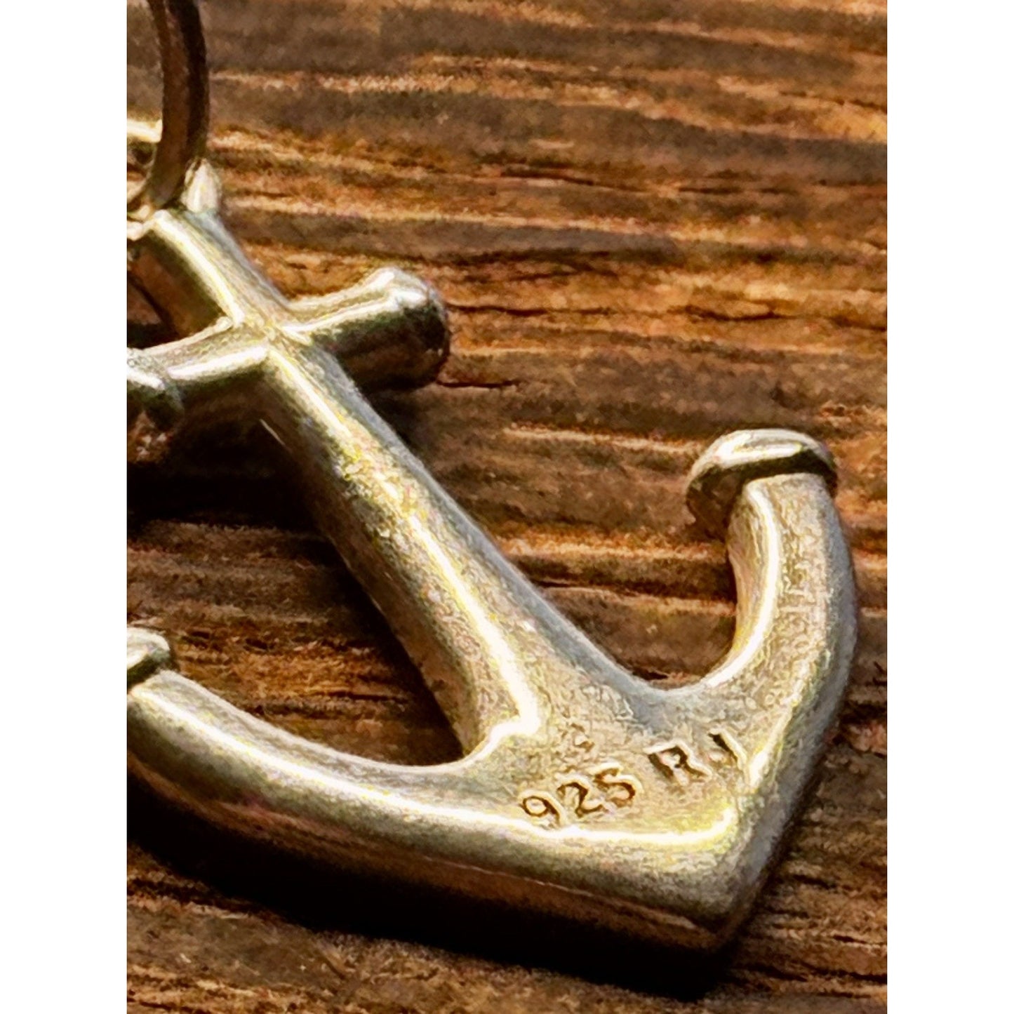 Vintage Sterling Silver Anchor Pendant Charm Signed RJ Nautical Maritime Jewelry