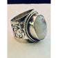Vintage 925 Sterling Silver Natural Moonstone Statement Ring Size 8 13g Boho