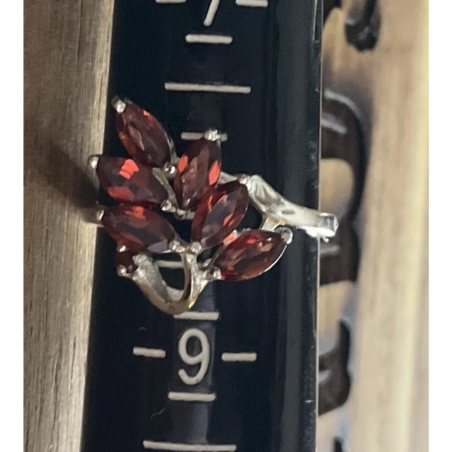 IBBC Sterling Silver Leaf Vine Wrap Ring 925 Marcasite Style Bypass Ring Size 7