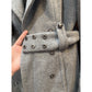 Bebe Women’s XS Gray Faux Fur Trim Long Coat Belted Statement Winter Jacket