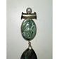 Vintage Sterling Silver Seraphinite Pearl & Obsidian Pendant Modernist 3” 18g