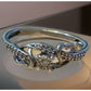 Vintage Sterling Silver Diamond Accent Sweetheart Double Heart Bypass Ring 6.5