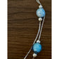 925 Sterling Silver Double Strand Bracelet Blue Glass & Crackle Glass Beads 7”