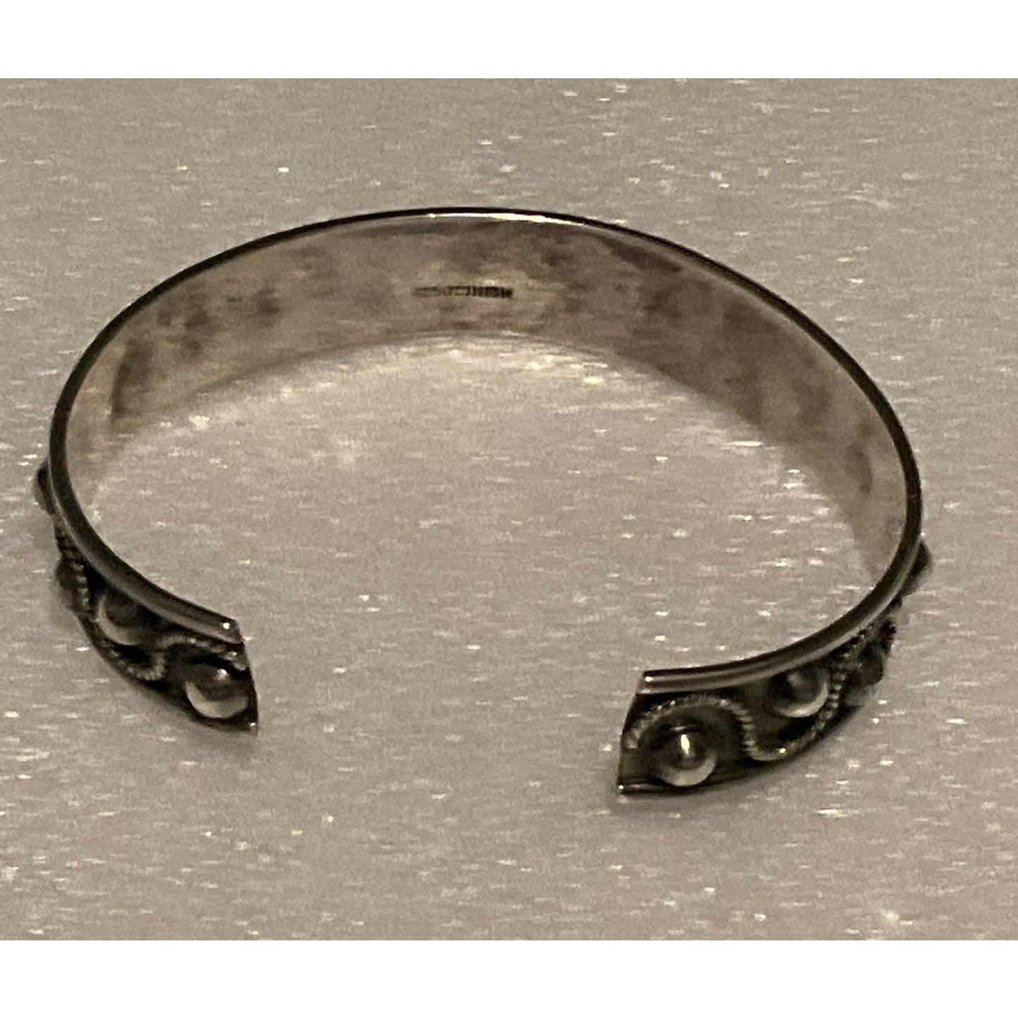 Vintage Taxco Mexico 925 Sterling Silver Cuff Bracelet Beaded Wire Southwestern