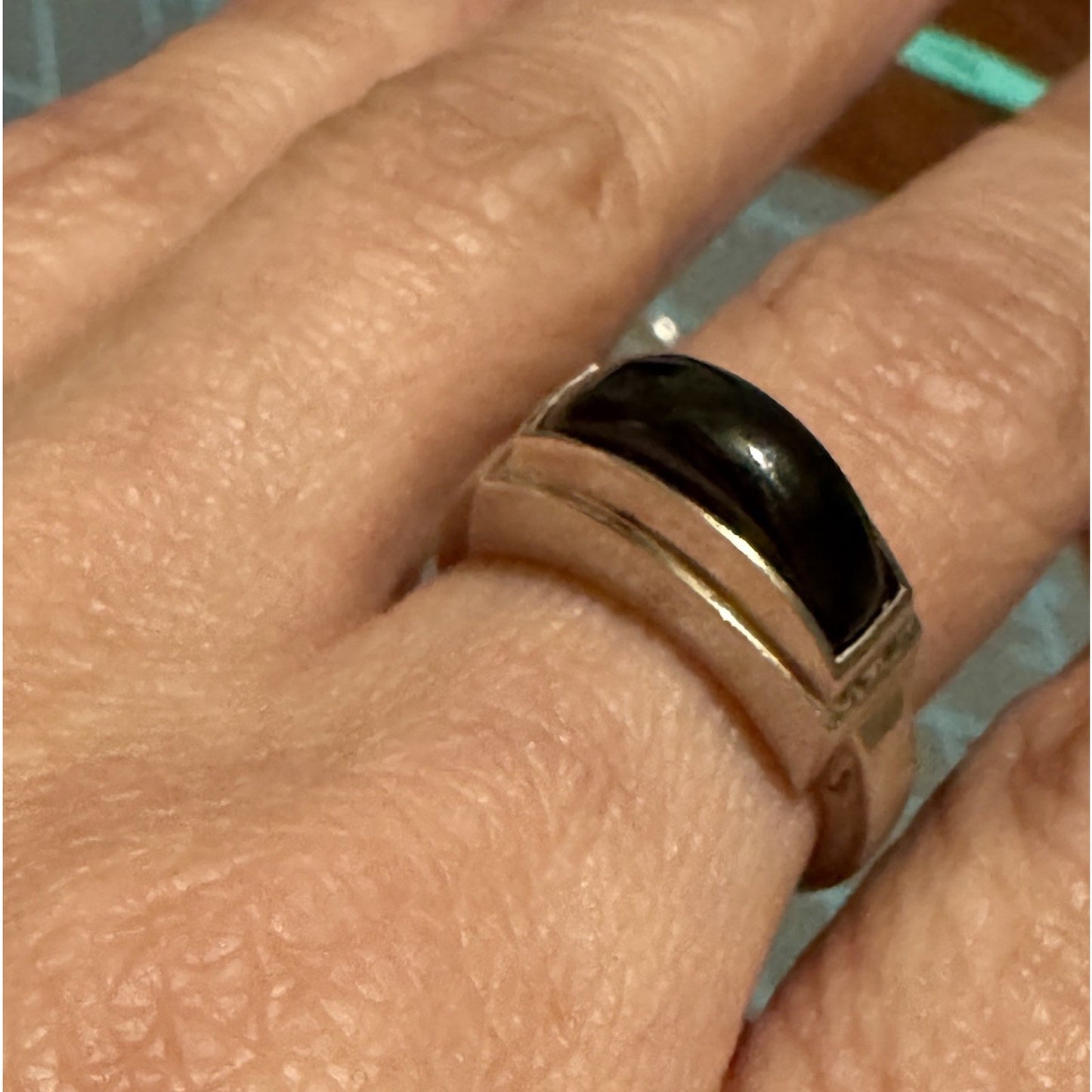 Vintage Michael Dawkins Sterling Silver Black Onyx Ring Size 7.5 Thailand 6g