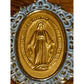Vintage Germany Miraculous Medal Virgin Mary Gold Tone Blue Enamel Pendant