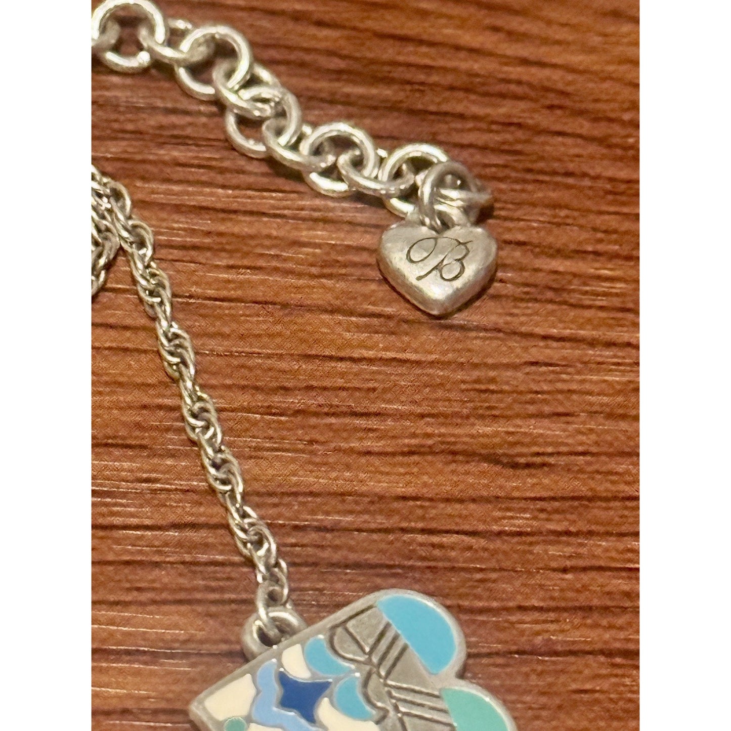 NWOT Brighton CASABLANCA GARDEN Blue Silver Reversible Pendant Necklace MSRP $68