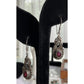 Vintage Sterling Silver Garnet Dangle Earrings Ornate Scroll 925