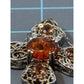 Vintage Amber & Citrine Sterling Silver Two Tone Cross And 925 Necklace 20”