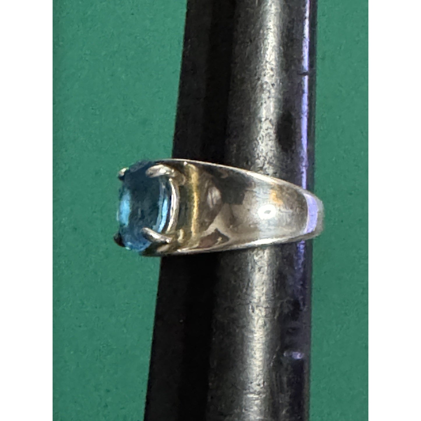 Vintage PD Sterling Silver 7.1 g Swiss Blue Topaz Ring Size 7.5 Wide Band