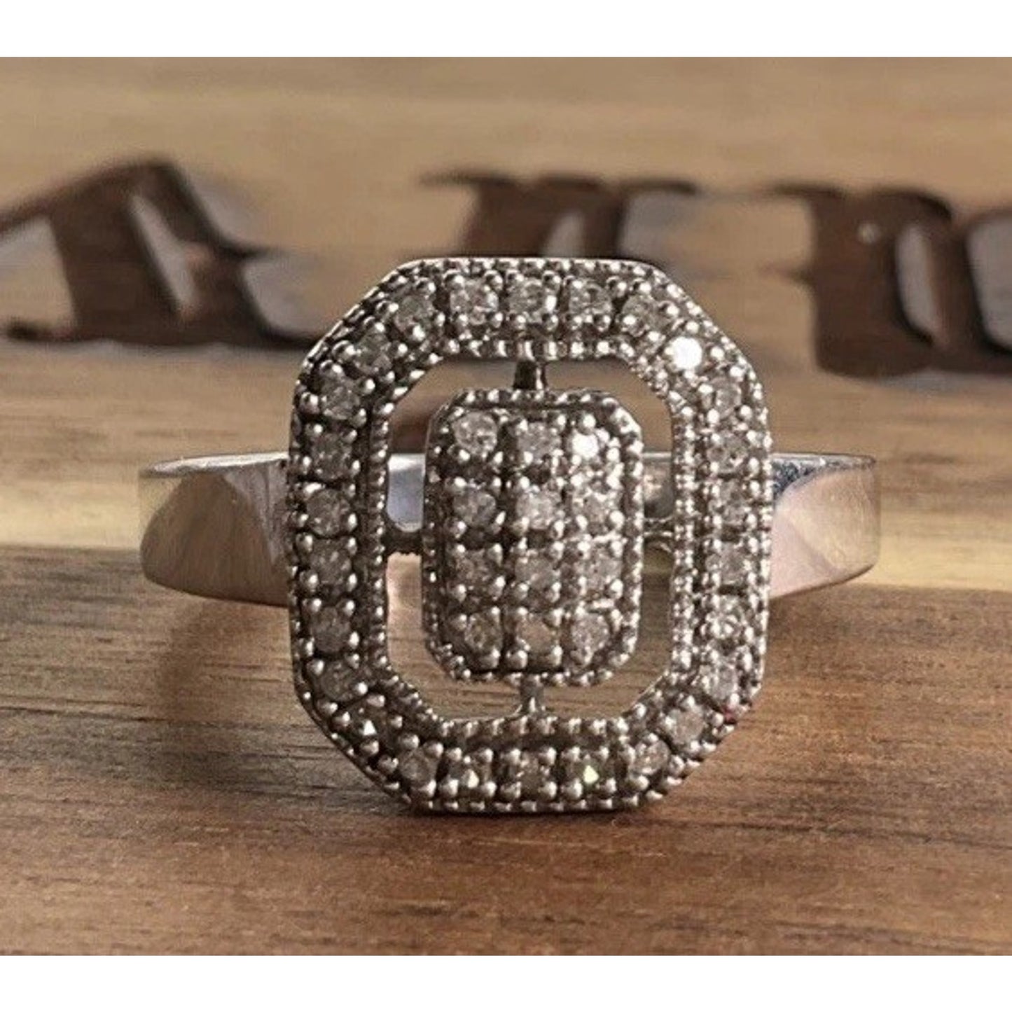 Vintage HN HENG NGAI 925 Sterling Silver Pave Real Round-Cut Diamonds