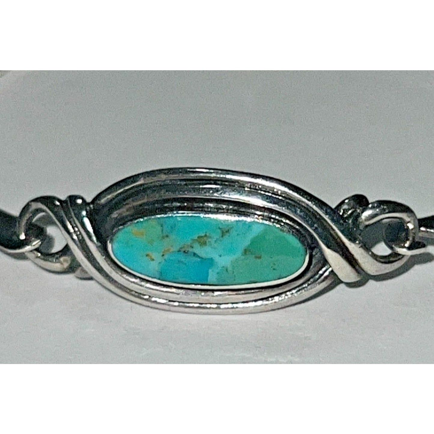 Artisan Sterling Silver 925 Turquoise Bangle Bracelet Southwest Style 9g Size M