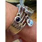Vintage 90s Thai Sterling Silver Gemstone Dangle Ring Sz 8 Peridot Topaz Citrine