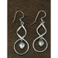 Vintage 90s Sterling Silver 925 Dangle Drop Infinity Heart Hook Earrings 2” Long