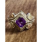 Vintage CCO Sterling Silver & 12K Gold Amethyst Ring Size 8.5 – 5.3g Leaf Design