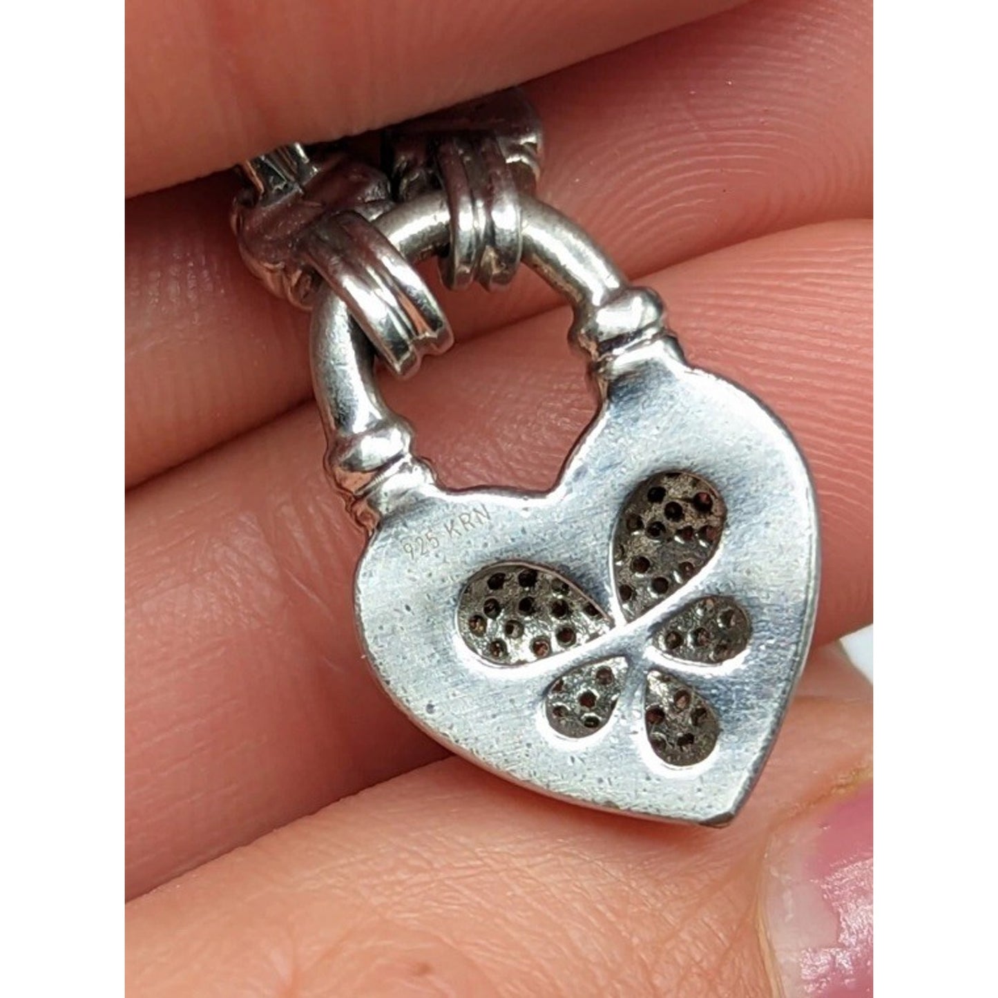 Kiran Jewels KRN Sterling Silver 925 Diamonds 1/4 Ct Heart Chain Charm Bracelet