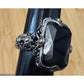 Vintage 18K GE Black Faceted Stone Cocktail Ring Gothic Victorian Revival Sz 8.5