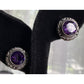 Vintage Sterling Silver Amethyst Purple Bali Stud Earrings