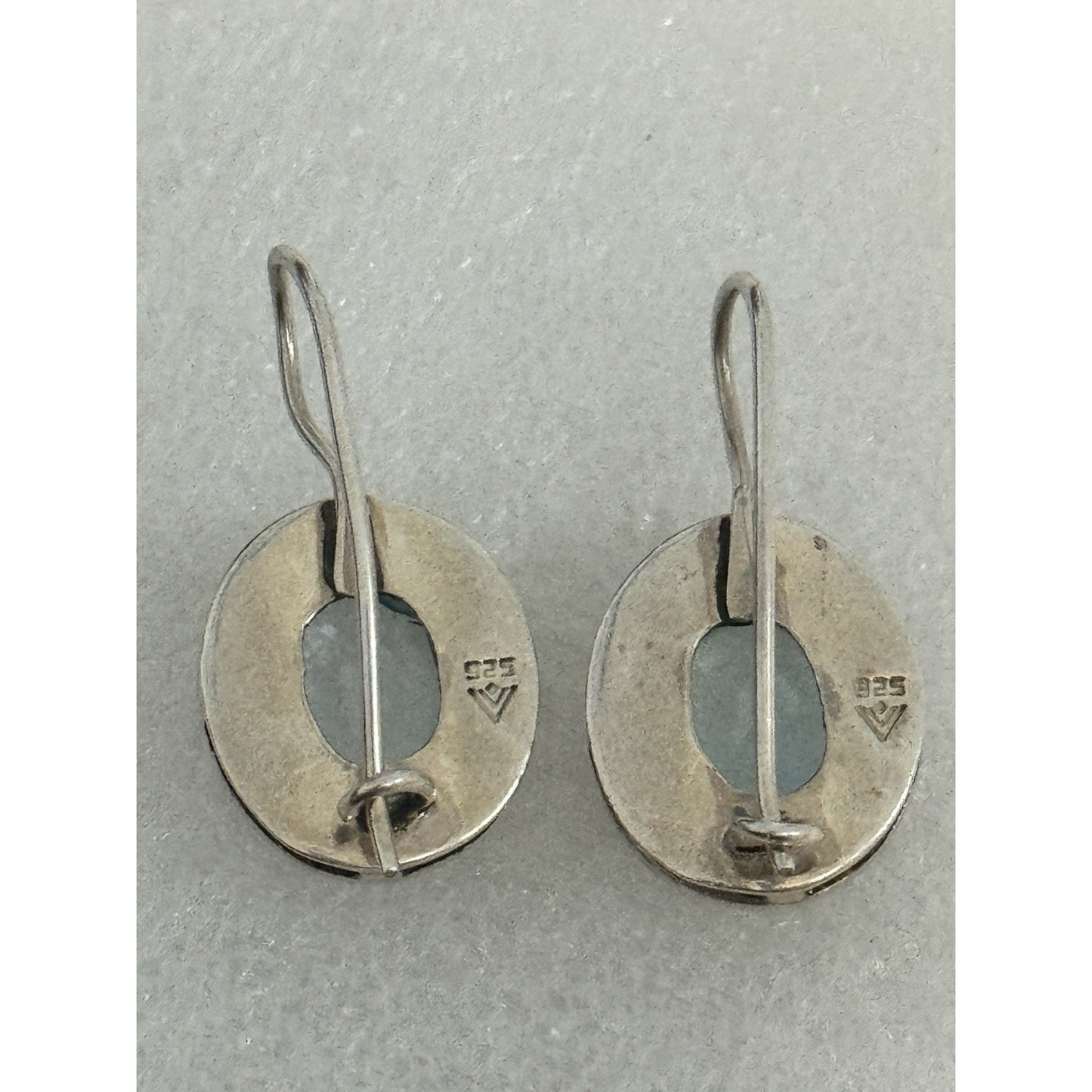 Silpada RETIRED Silver 925 Bezel Set Oval Blue Topaz Dangle Earrings W1157