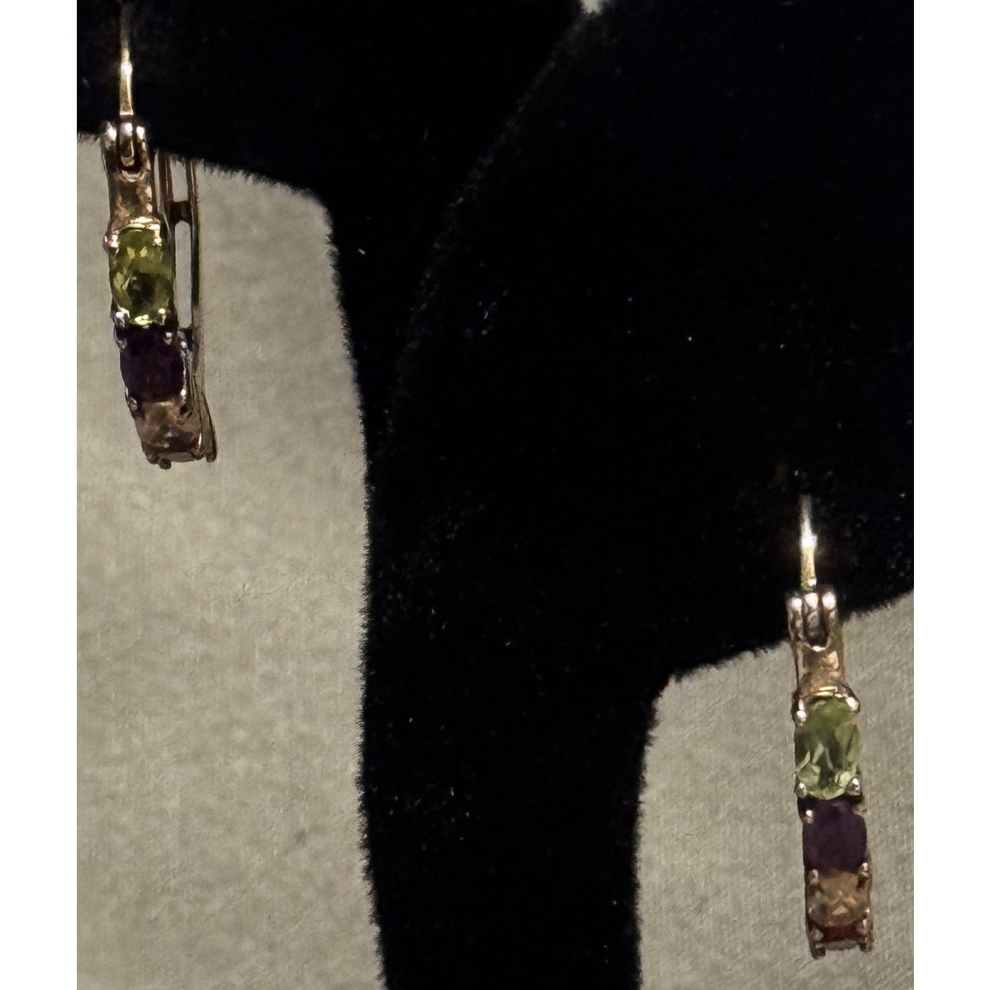 Vintage Ross Simons R925 Vermeil Amethyst Peridot Citrine Garnet Hoop Earrings