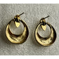 Vintage Gold Tone Cream Enamel Door Knocker Post Pierced Earrings 1” 80s - 90s