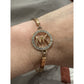 Michael Kors Rose Gold Pave Crystal MK Circle Hinged Adjustable Bracelet