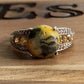 Vintage Bumblebee Jasper Yellow Green Cabochon Sterling Silver Ring Size 8.5