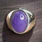 Sterling Silver Purple Cabachon Stone Ring 925 Size 7.5 Oval Statement Rings