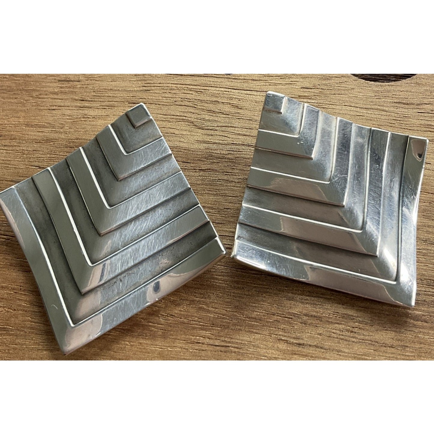 Retired James Avery Vintage Chevron Sterling Silver 90s Geometric Earrings 21g