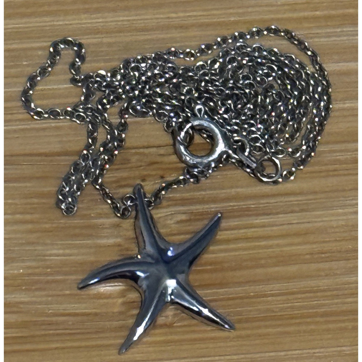925 Sterling Silver Starfish Necklace 18” Italian Chain Beach Coastal