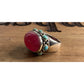 Sterling Silver 925 Pink Stone Turquoise Ring Statement Wide Band Size 5.5
