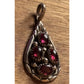 Vintage Sterling Silver Red Garnet Style Teardrop Cluster Pendant