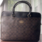 Coach Signature Padded 15" Laptop Briefcase Leather Brown/Black