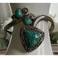 Vintage Sterling Southwestern Silver Signed NK Amazonite Cuff Bracelet 37 Grams!