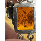 Vintage Baltic Amber Panel Bracelet Sterling Silver Art Nouveau 7 3/4” 51 Grams