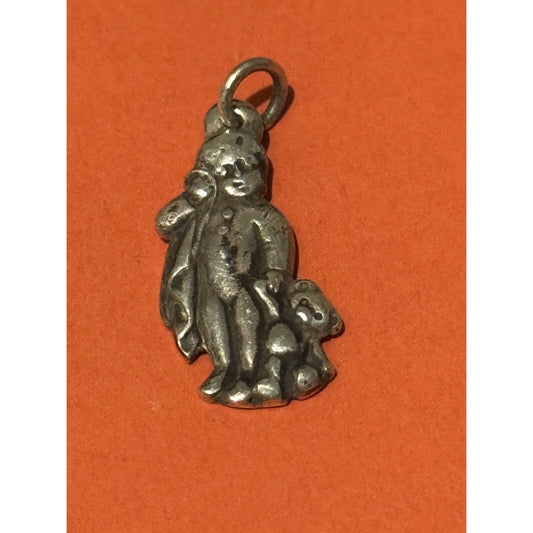 James Avery Retired Silver Boy With Blanket And Bear Charm Pre-Owned