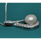 Genuine 10mm Pearl CZ Teardrop Necklace RJ 925 Sterling Silver 17”