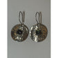 Vintage Sterling Silver Hammered Disc Earrings with Mystic Topaz