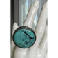 Large Sterling Silver Bold Turquoise Statement Ring Filigree Wide Band Size 8